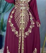 Wine Handcrafted Zari work Stitched Georgette Kaftan Party Dress
