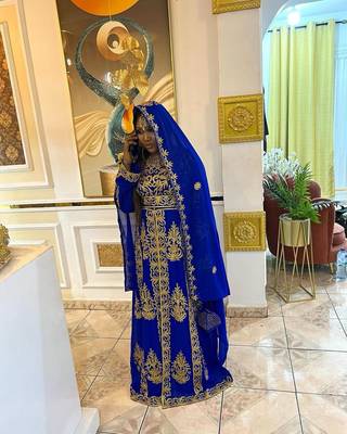 Ink Blue Kaftan for Women  3