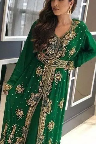 Georgette Mehendi Kaftan for Women