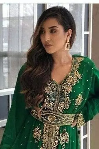 Georgette Mehendi Kaftan for Women