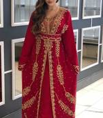 Maroon Handcrafted Zari work Stitched Georgette Kaftan Party Dress