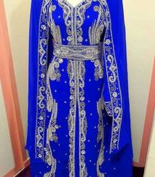 Blue Handcrafted Zari work Stitched Georgette Kaftan Party Dress
