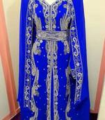 Blue Handcrafted Zari work Stitched Georgette Kaftan Party Dress