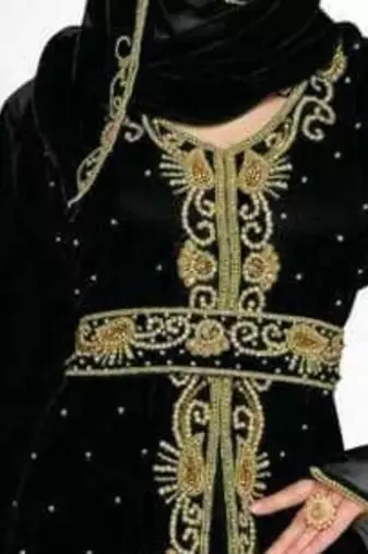 Black Georgette Beads Work Kaftan