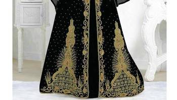 Black Georgette Beads Work Kaftan 4