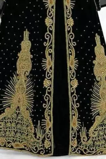 Black Georgette Beads Work Kaftan