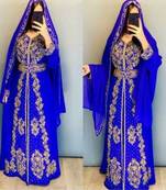 Blue Handcrafted Zari work Stitched Georgette Kaftan Party Dress