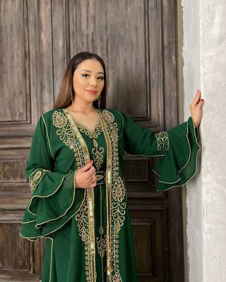 Green Georgette Zari Work Kaftan for Women 2