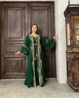 Green Georgette Zari Work Kaftan for Women 3