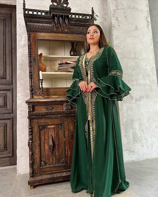 Green Georgette Zari Work Kaftan for Women 5