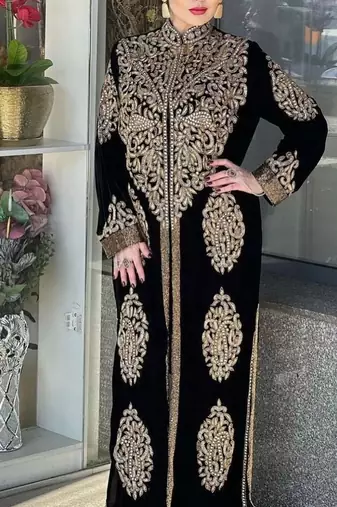 Black velvet Beaded Kaftan