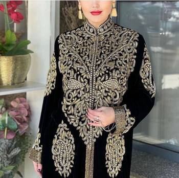 Black velvet Beaded Kaftan 3