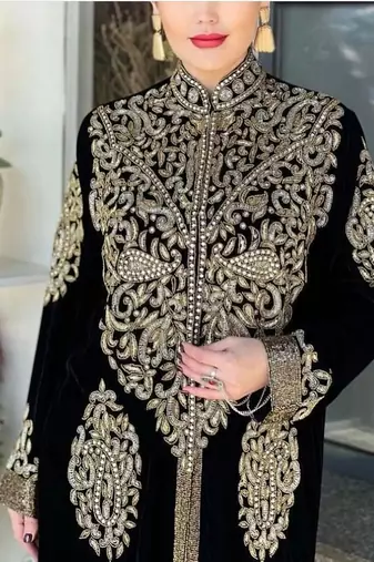 Black velvet Beaded Kaftan