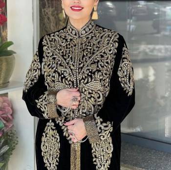Black velvet Beaded Kaftan 4