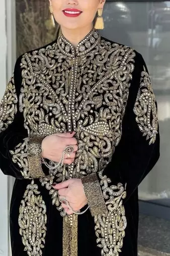Black velvet Beaded Kaftan