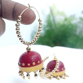 Quilled jhumkas hanging earrings2 2