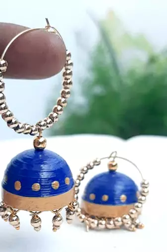 Quilled jhumkas hanging earrings4
