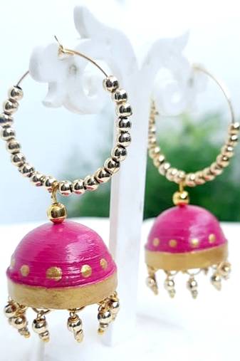 Quilled jhumkas hanging earrings9