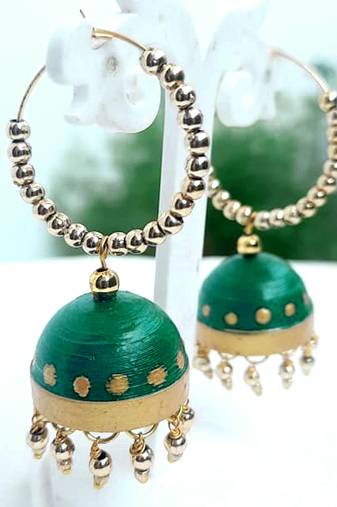 Quilled jhumkas hanging earrings11