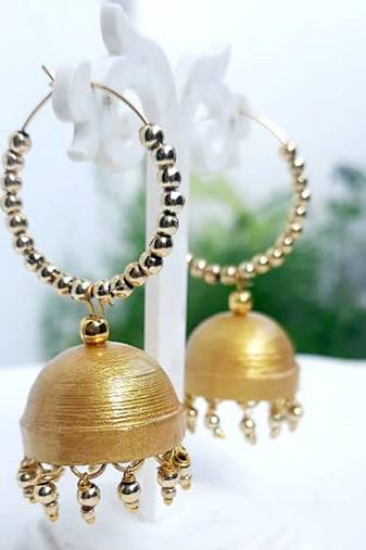 Quilled jhumkas hanging earrings12