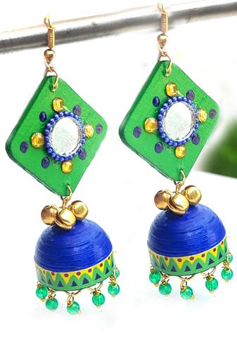 Quilled jhumkas with mirror earrings 1