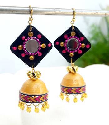 Quilled jhumkas with mirror earrings 2 1