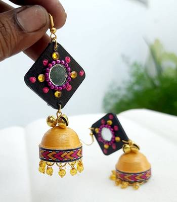 Quilled jhumkas with mirror earrings 2 2