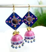 Quilled jhumkas with mirror earrings 4