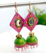 Quilled jhumkas with mirror earrings 5