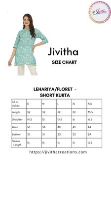Floret     Jivitha's Turq colour Flower Print Cotton Short Kurta 5