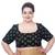 Green Velvet Plus Size Princess Cut Saree Blouse with Golden Thread Work