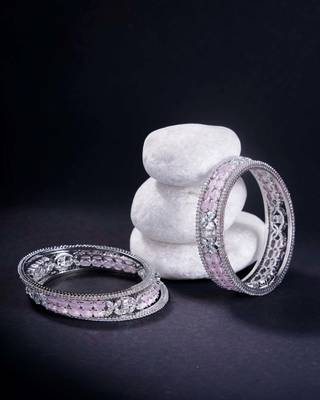 crystal fancy rhodium bangles (pack of 6) 1