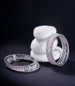 Opal touch crystal fancy rhodium bangles (pack of 6)