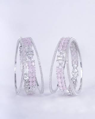 crystal fancy rhodium bangles (pack of 6) 2