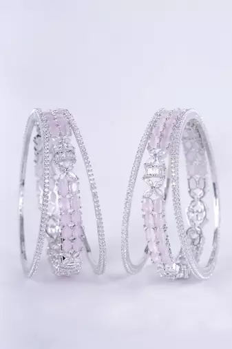 crystal fancy rhodium bangles (pack of 6)