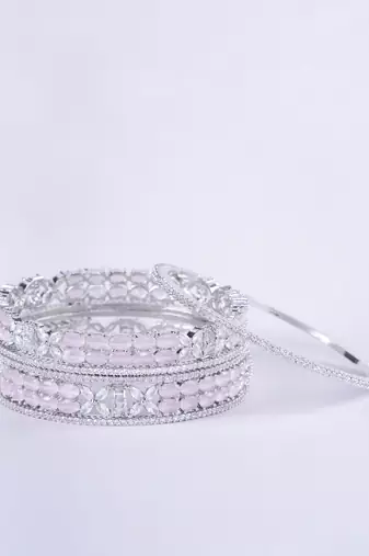 crystal fancy rhodium bangles (pack of 6)