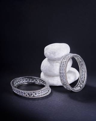 crystal fancy rhodium bangles (pack of 6) 1