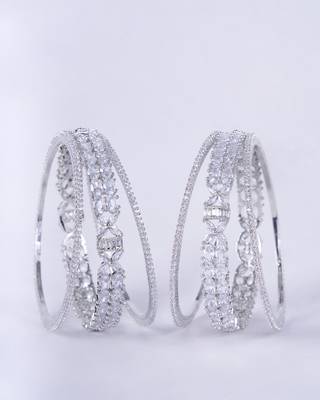 crystal fancy rhodium bangles (pack of 6) 2
