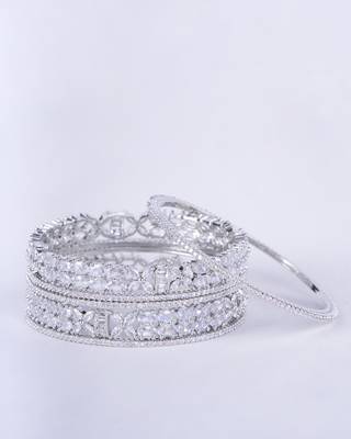 crystal fancy rhodium bangles (pack of 6) 3