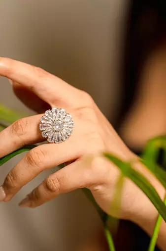 dazzling dream rhodium ring