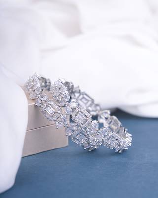shimmering white rhodium bangles (pack of 2) 1