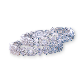 shimmering white rhodium bangles (pack of 2) 3