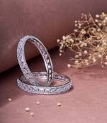 crystal cubic zirconia rhodium bangles (pack of 2)