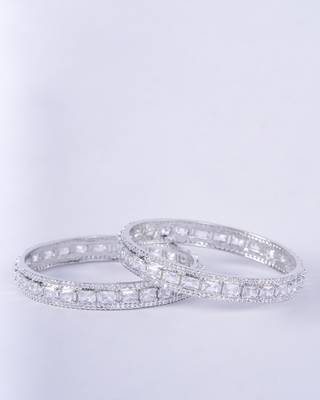 crystal cubic zirconia rhodium bangles (pack of 2) 3