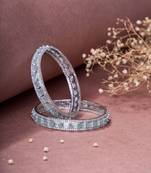 crystal cubic zirconia rhodium bangles (pack of 2)