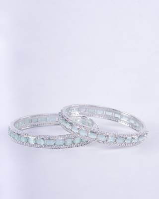 crystal cubic zirconia rhodium bangles (pack of 2) 3