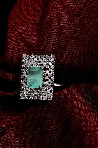 Opal touch snowflake glow brass ring