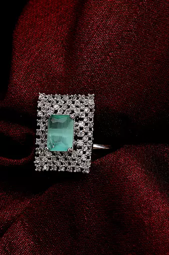 Opal touch snowflake glow brass ring