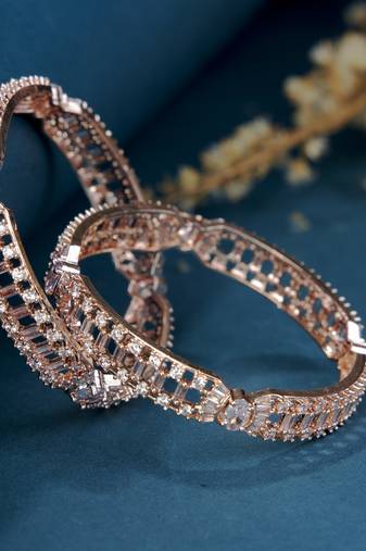 Opal touch rose gold splendor bangles set (pack of 2)