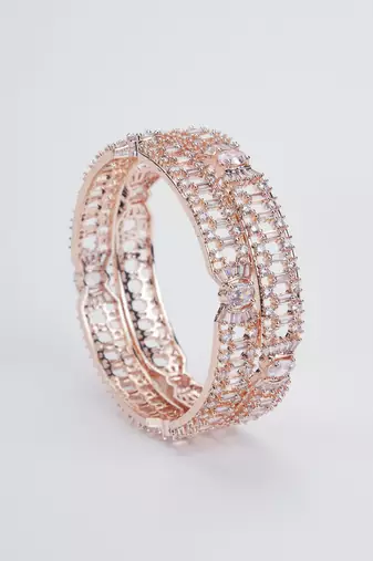 rose gold splendor bangles set (pack of 2)